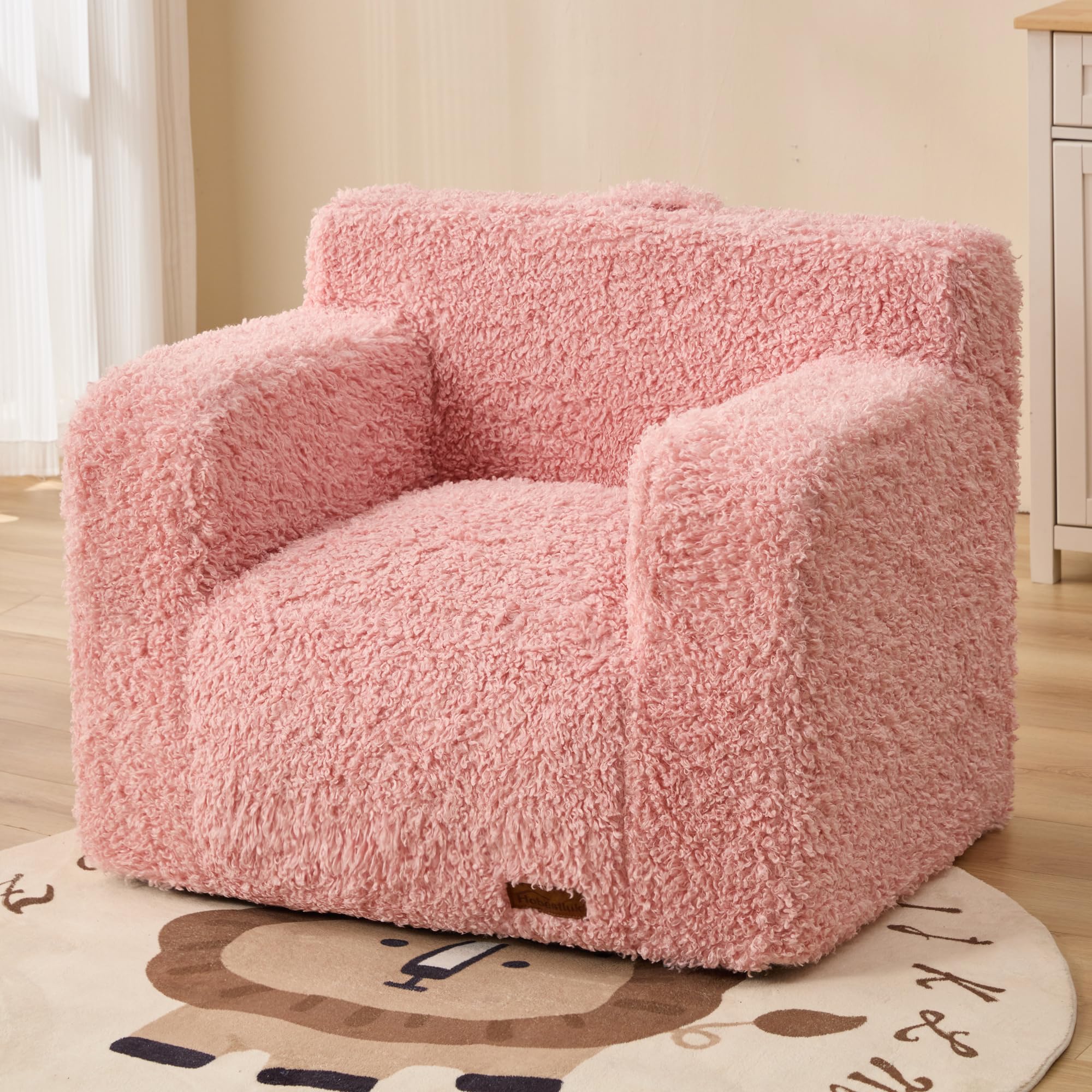 Bean Bag Chair Bean Bag Sofa with Fluffy Cover Comfy Chair Filled with Memory Foam Bean Bag Sofa Chair for Bedroom, Dorm, Playroom, Apartment, Living Room (Pink, Small)