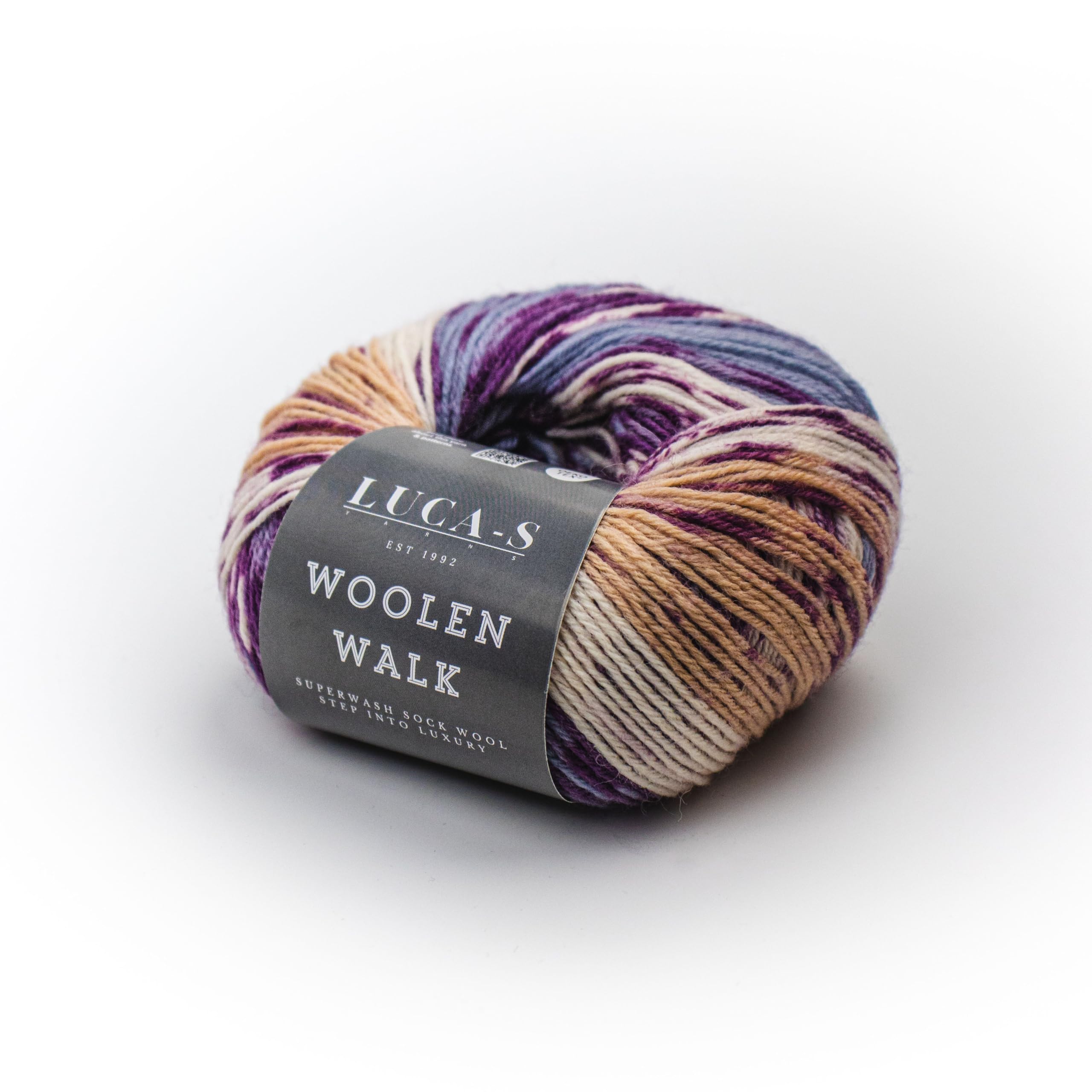 Superwash Sockenwolle zum Stricken, 4-fädiges Sockengarn aus 75 % reiner Wolle und 25 % Polyamid, 50 g Handstrickgarn für Socken