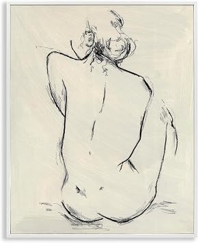 Nude Sitting Study Line, 16 x 20 Inch Framed Giclee Print