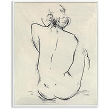 Nude Sitting Study Line, 16 x 20 Inch Framed Giclee Print | Stupell Industries By Chloe Elliot Ready to hang Ideal for living room or study room Made in USA
