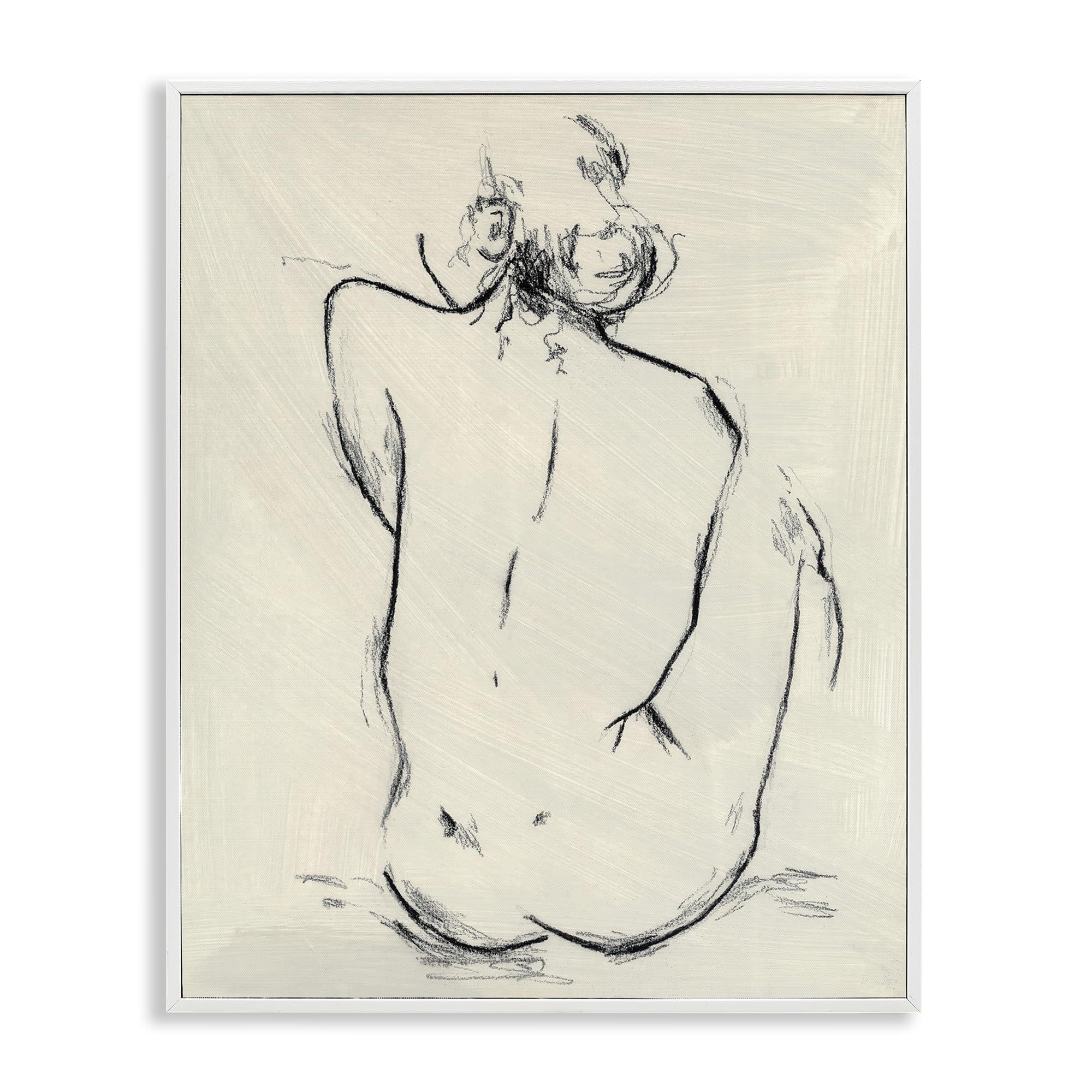 Stupell Industries 'Nude Sitting Study', Framed Giclee Art, White, 16 x 20 Inches, Easy to Hang and Sturdy, Made in USA, by Chloe Elliot