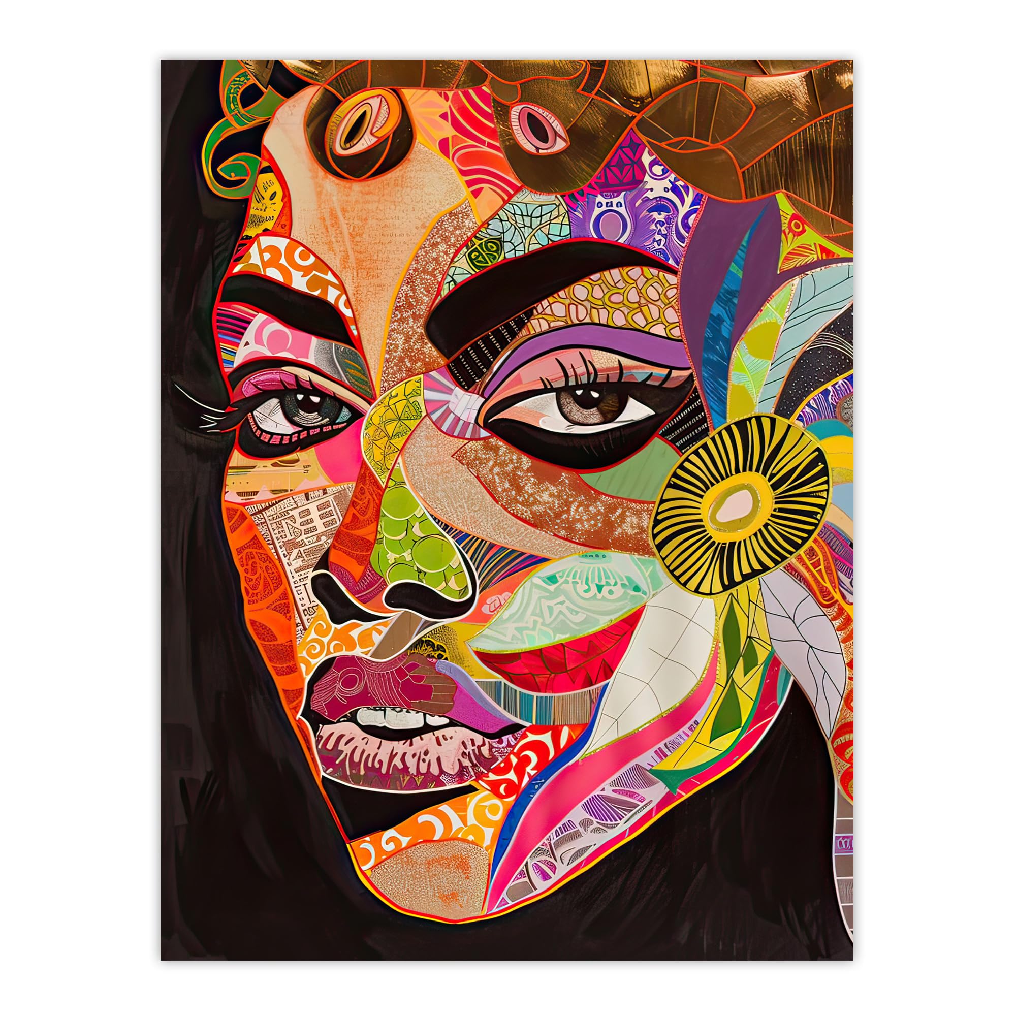 Artery8 Abstract Colourful Woman Portrait Mosaic Artwork Living Room Extra Large XL Wall Art Poster Print