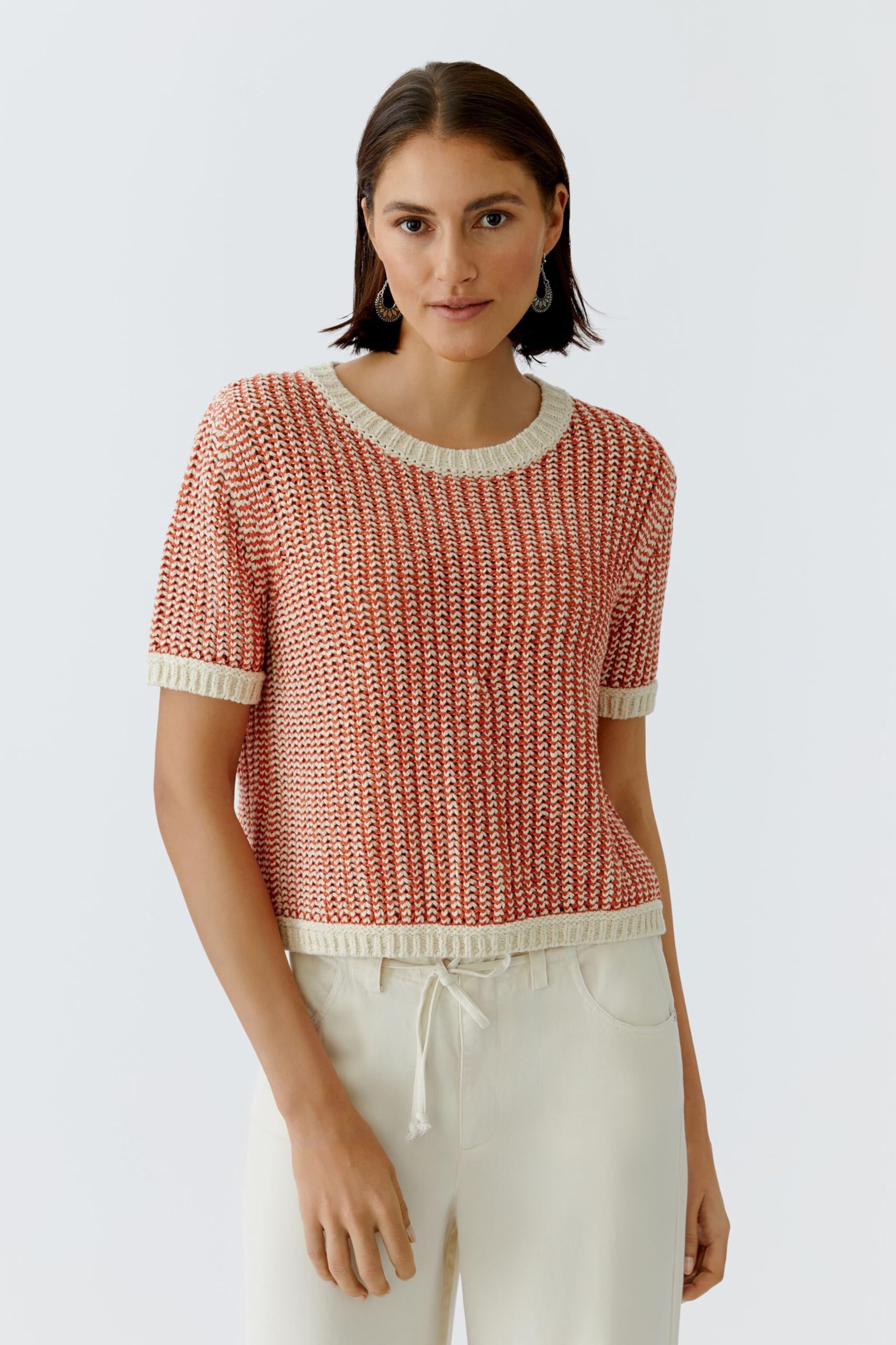 Oui Damen Pullover lässig geschnitten Bi Color