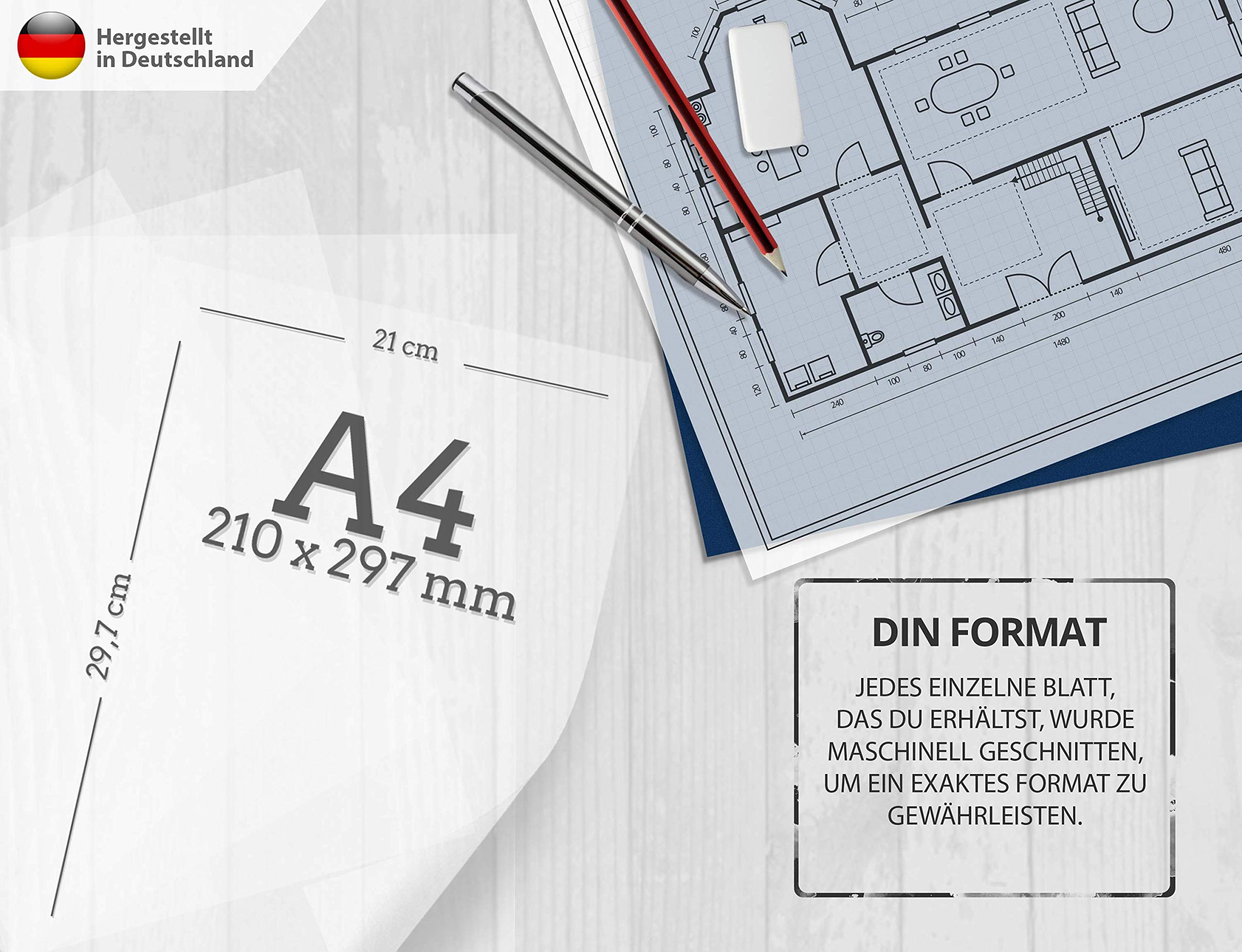 Carta Lucida A4 - 135 Fogli, 100g/m², Trasparente, Per Disegno Tecnico E Bricolage - Foto 9