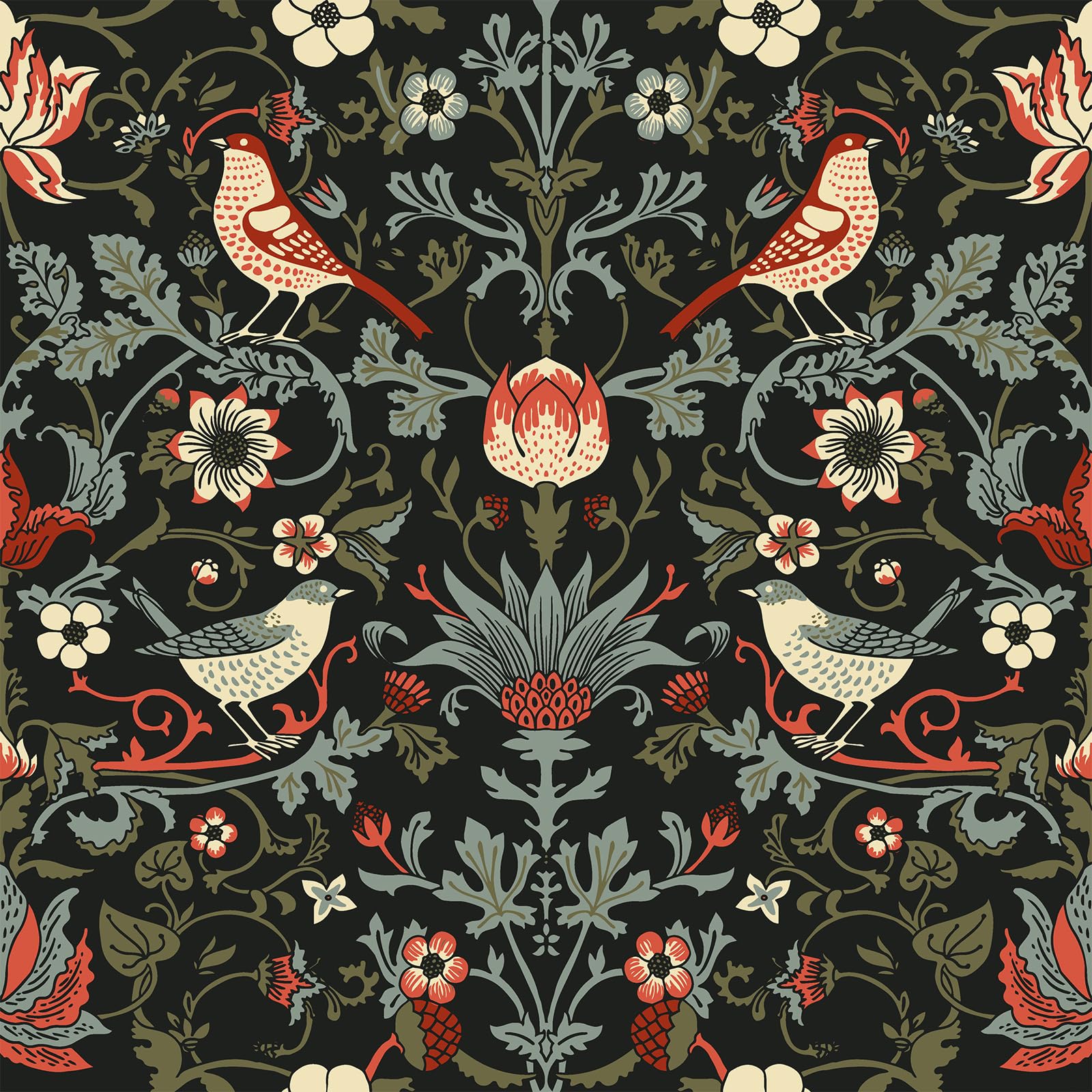 Papier peint William Morris pour une chambre vintage élégante
