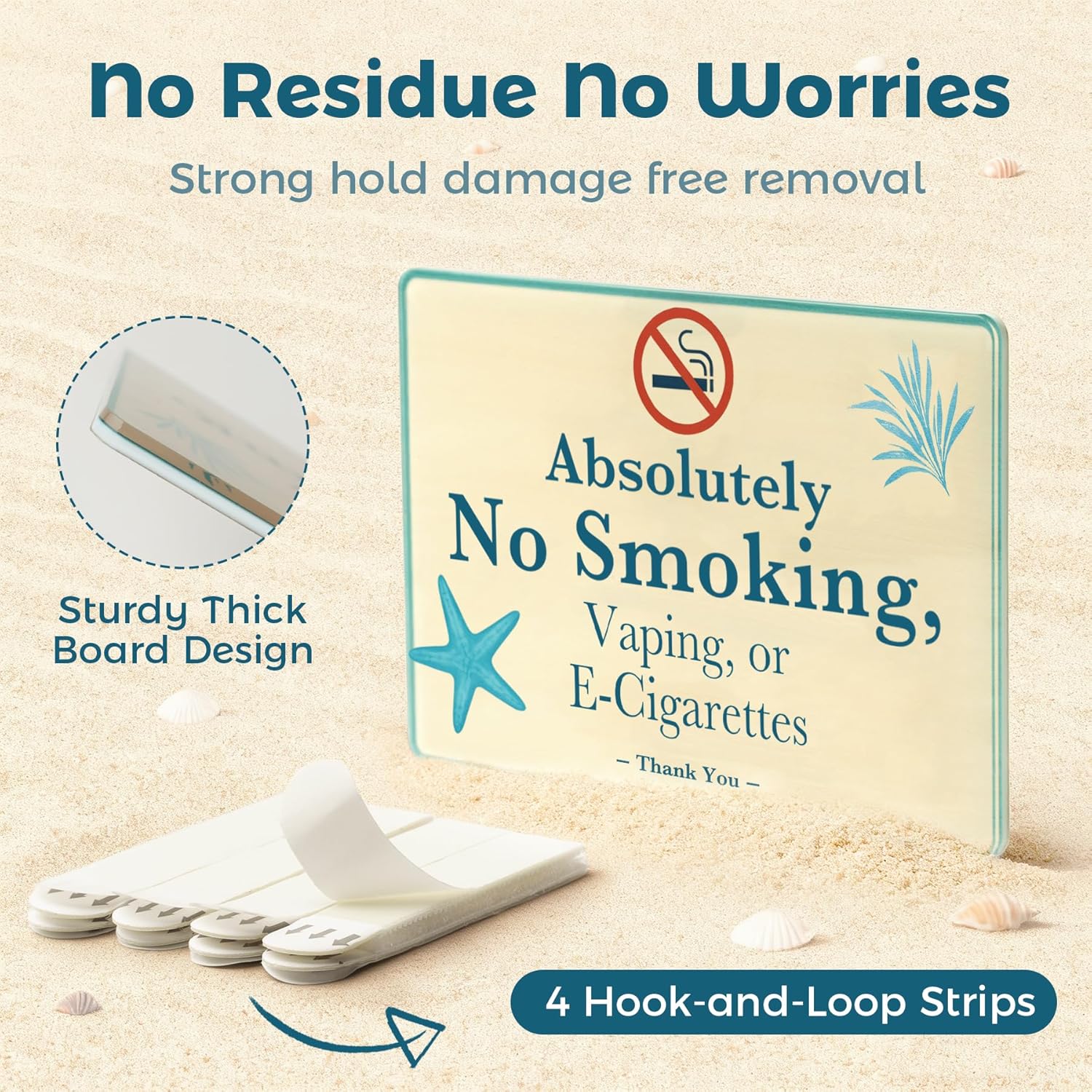 Vacation Rental & BnB Host Starter Kit – 6 Pack (5” x 3”) – Short Term Home Guest Essentials Bundle – Includes WiFi Password, No Smoking, Owner’s Closet & Review Signs – Coastal Beach Decor