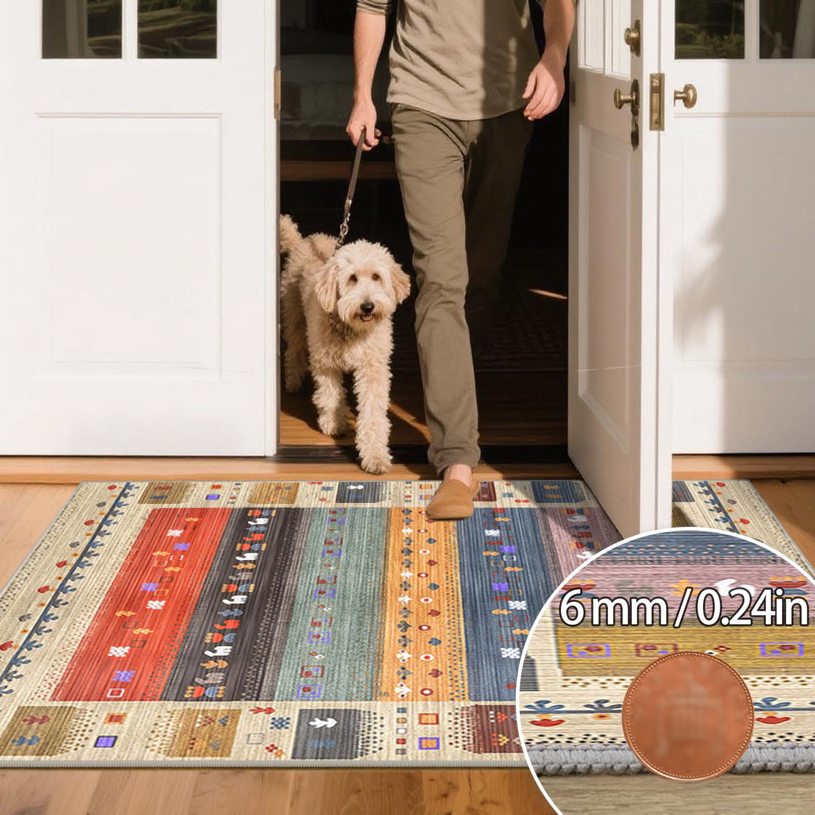 Tapis Couloir Long Antidérapant Lavable en Machine 90 x 160 cm