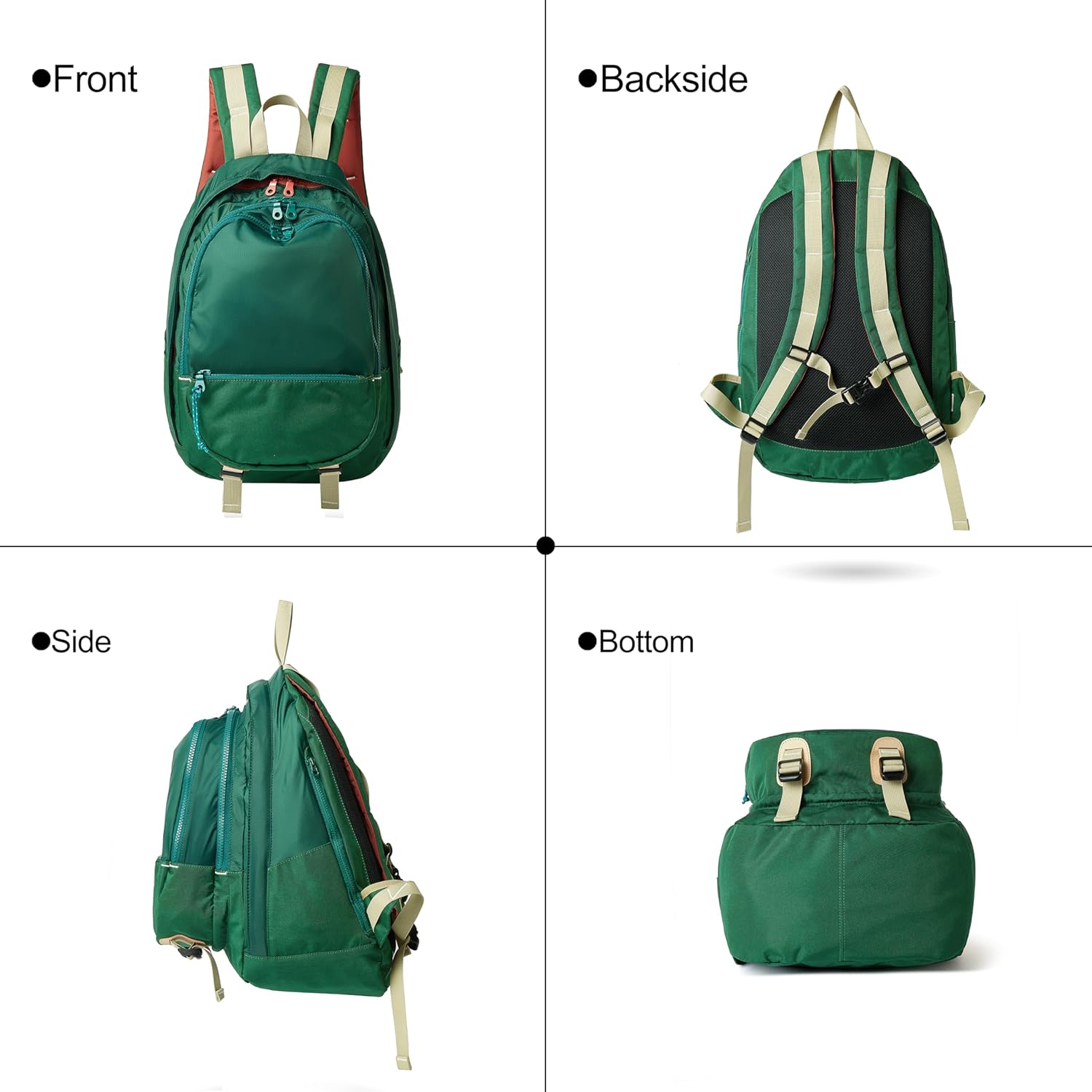Casual Canvas Backpack for Women Large Capacity Vintage Campus Daypack and Travel Backpack (Green) - Image 6