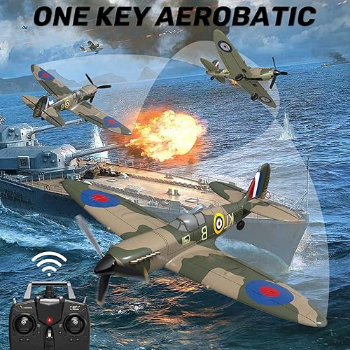Miniatura 3 de Avión RC 4-CH Avión de control remoto listo para volar Spitefire Aeronave de control de radio para principiantes con sistema de estabilización Xpilot