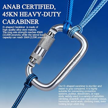 Auto Locking Carabiner 45KN10000lbs Twist Lock Steel Heavy Duty Large Carabiner Clip for Rock Climbing,Camping,Gym,Rescue and Mountaineering