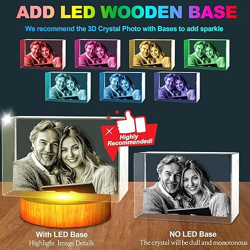 Miniatura 3 de Foto de cristal 3D, regalos personalizados para mujeres, mamá, papá, pareja, regalos personalizados con tu propia foto, imagen de vidrio grabada con