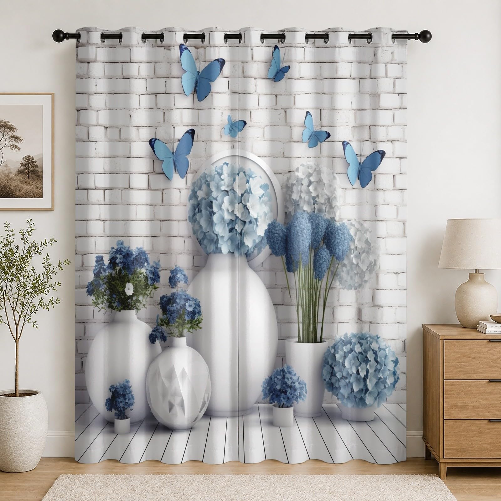 Rideaux isolation lumière pour chambre et salon à motif papillons pour une ambiance zen et douce