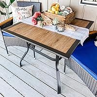 Vista 7 de PHI VILLA Mesa de comedor de 37 x 37 pulgadas, mesa de comedor al aire libre con agujero para sombrilla de 1.57 pulgadas, marco de acero con mesa