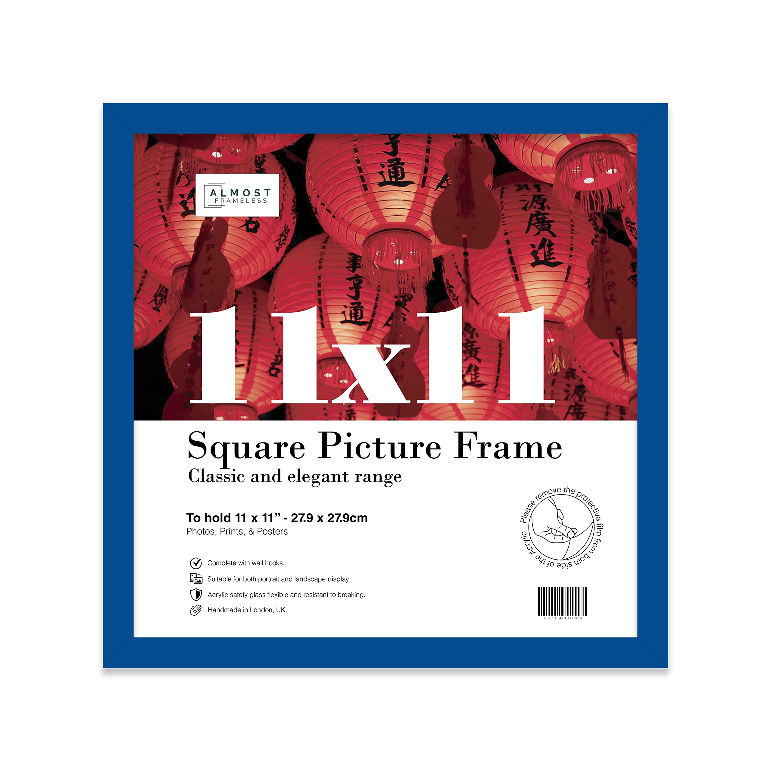 11x11 Inch Blue Square Thin Photo Frame Wall Mountable Thin Picture Frame Standard Square Photograph Size, 11" X 11"(28 X 28cm)