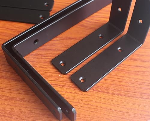 Miniatura 271 de Paquete de 4 soportes en L para estante, 8 pulg. largo x 6 pulg. alto x 1.5 pulg. ancho, grosor 03/64 pulg., soporte de hierro, metal, industrial