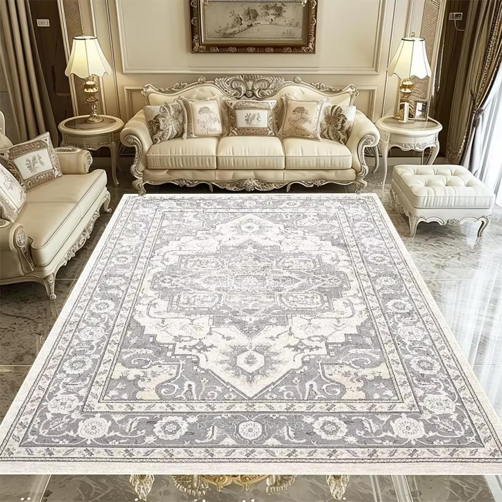 Tapis Salon Rétro Européen Antidérapant - Grand Tapis Chambre, Couloir, Extérieur Terrasse 80x120