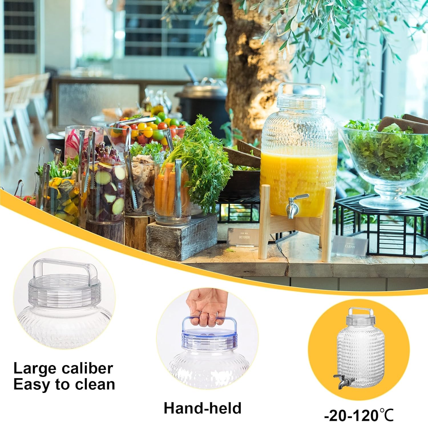 1.5 Gallon Shatterproof Tritan Drinks Dispensers for Parties, Plastic Beverage Dispensers with Stainless Steel Spigot, Unbreakable Juice Dispensers for Wedding, Picnic, BBQ