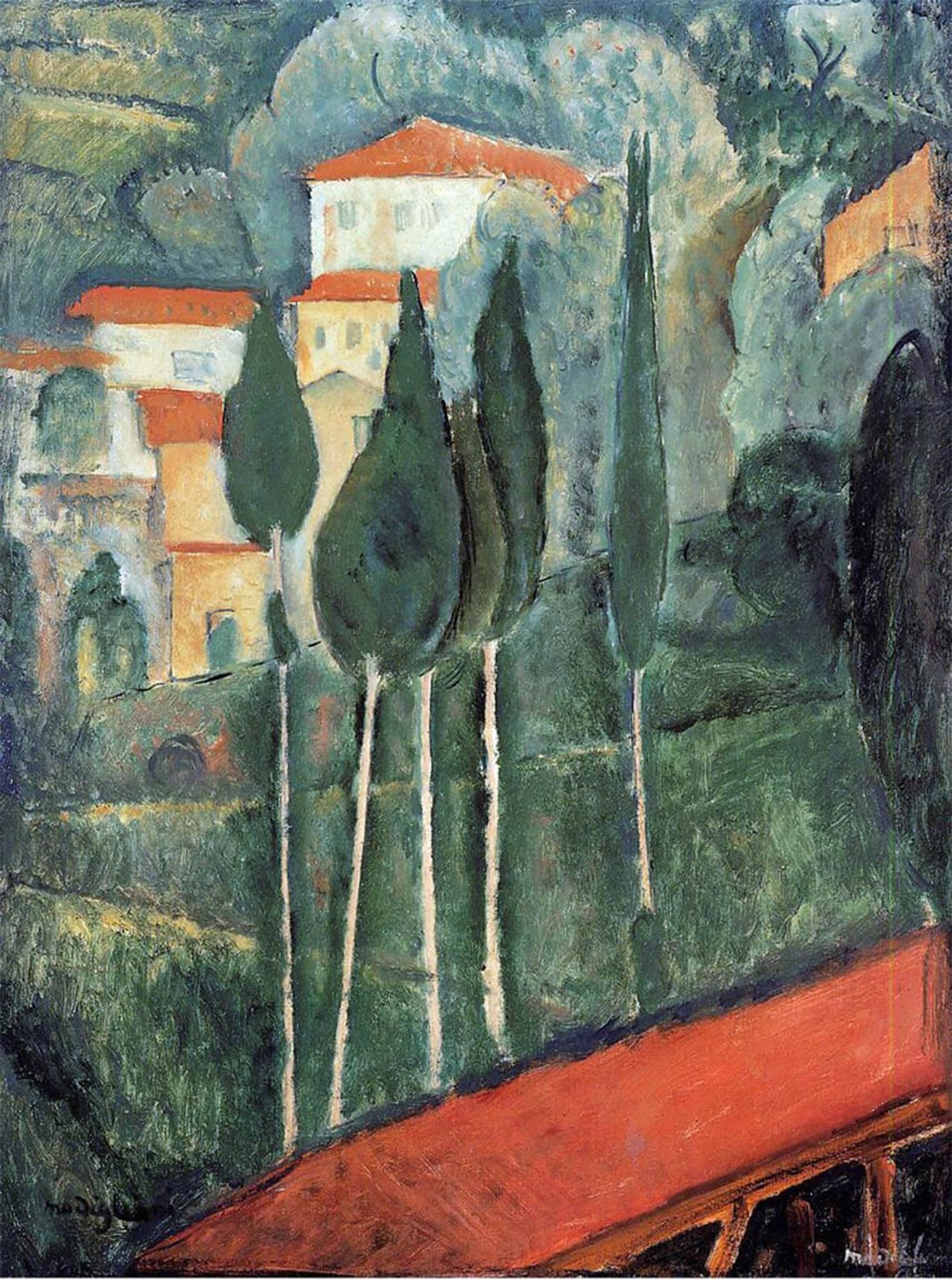 POSTERIIk Famous Modern Artwork Art Mural Landscape South of France by Amedeo Modigliani Oil Paintings Pictures for Home Decor 60x90cm