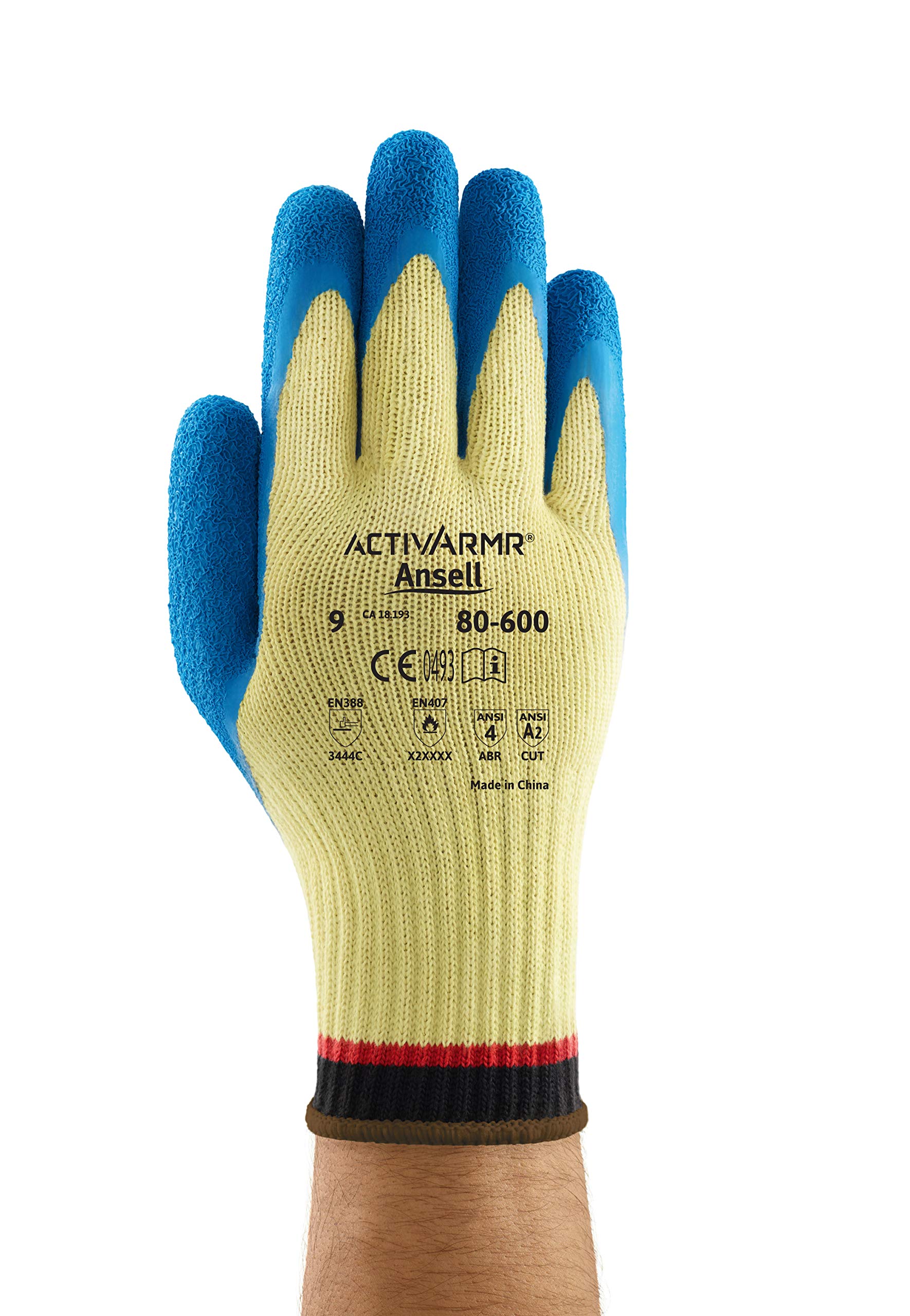 Ansell ActivArmr 80-600 Guantes de Trabajo, Extra-Resistente para Trabajos Pesadas, Guante Seguridad Usos Industriales, Seguridad y Destreza, Reutilizable, Azul, Talla XL (12 Pares)