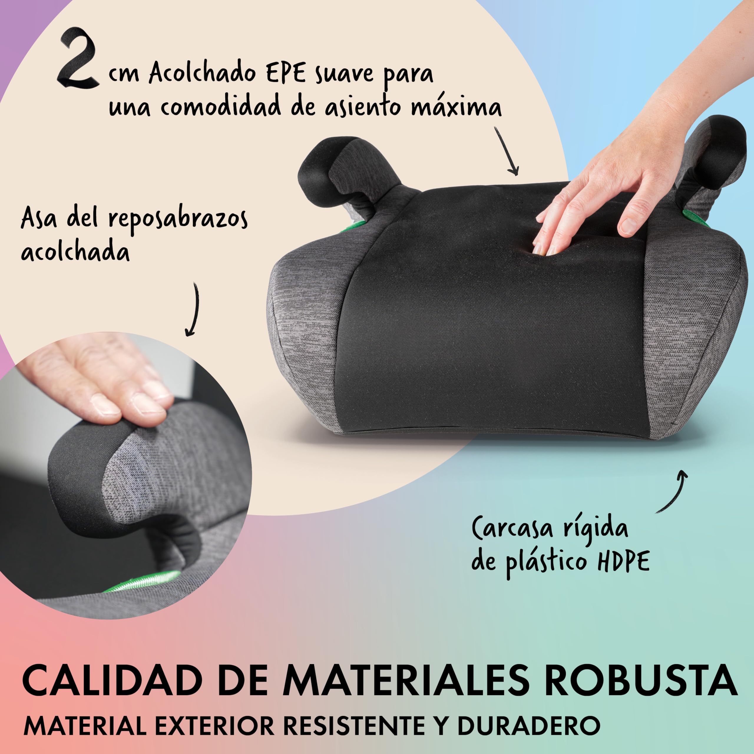 WALSER asiento elevador infantil coche ISOFIX, asiento infantil coche 125-150 cm, plaza elevador niños auto Raffi última norma 2024 ECE R 129 gris/negro