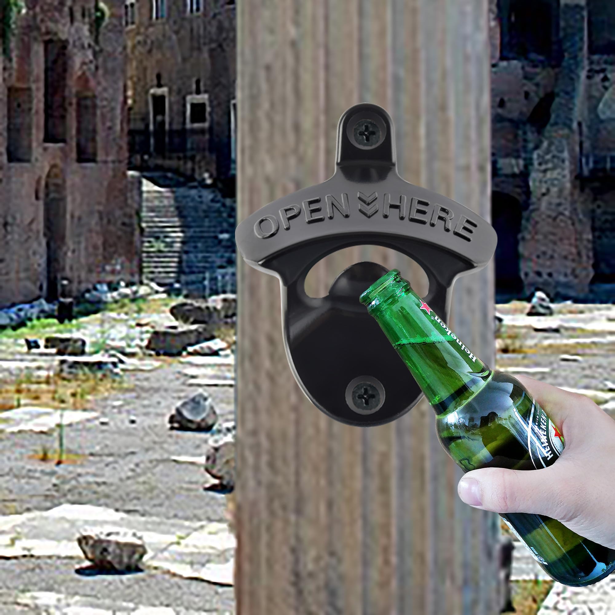 5 abridores de botellas de cerveza magnético negro montado en la pared con tapa magnética colector HAIICEN incrustado