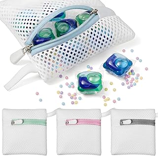 Tyqour 4pcs Small Mesh Laundry Bags, Anti-Sticking Laundry Pod Bags, Durable Polyester Storage Bags for Scented Beads, Travel Laundry Organizer, Protect Delicate Garments