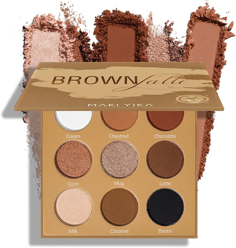 Paleta de sombras de ojos marrones Sombra de ojos desnuda Sombra de ojos desnuda de 9 colores | Sombra de ojos con brillo mate y brillo, maquillaje de ojos pigmentado de larga duración - Marrón