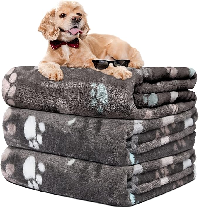 Rezutan Blankets for Dogs,3 Pack Grey Dog Blankets for Medium Dog,Large