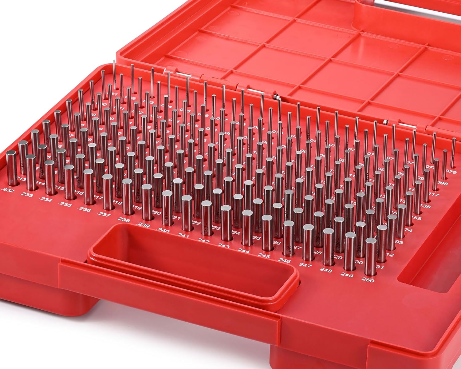 Pin Gauges, Pin Gage Set, M1(0.061”-0.250”)190pcs, Minus, Class ZZ, with Storage Case