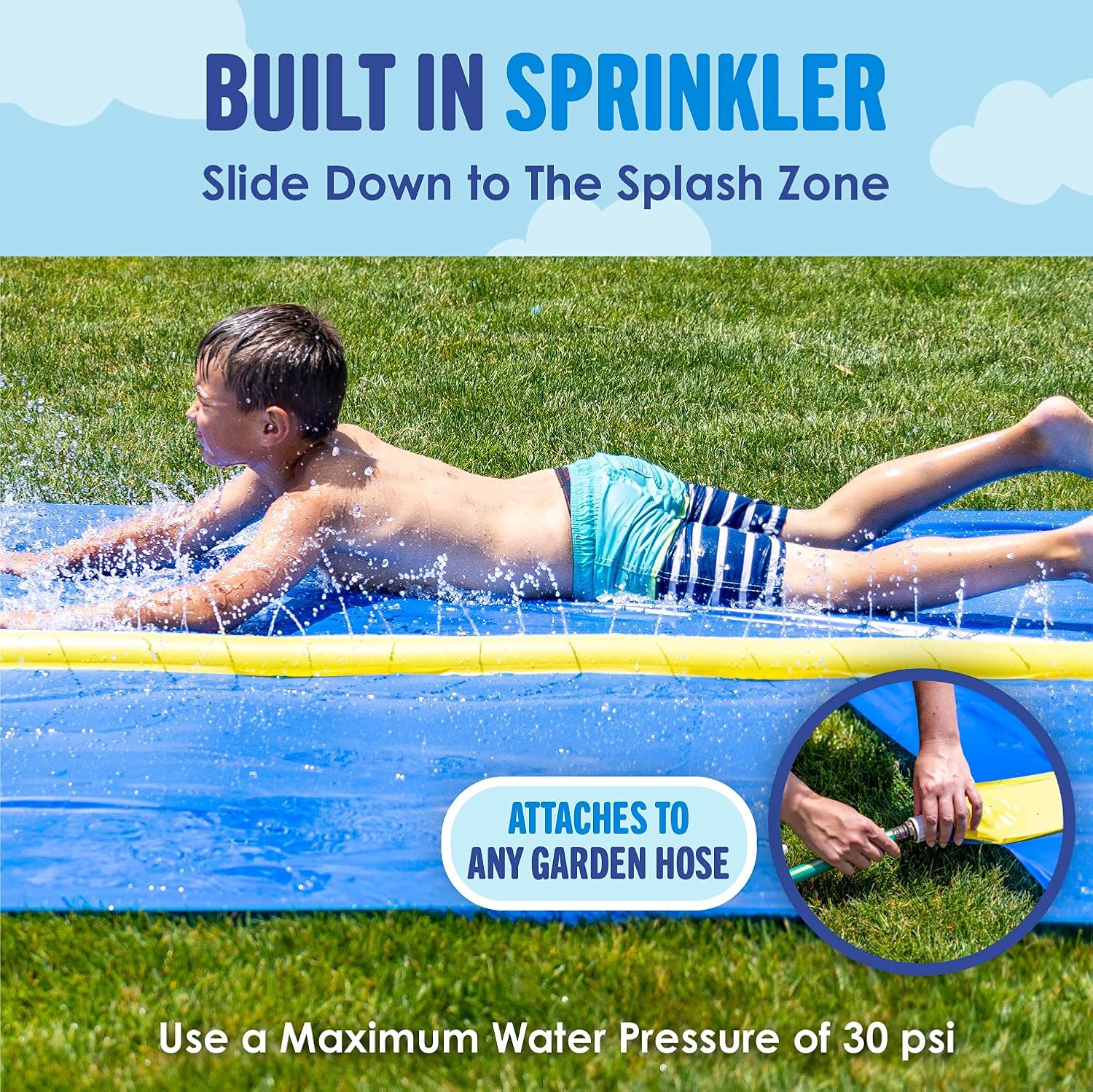 BACKYARD BLAST - 30' Waterslide with Splash Zone - Easy to Setup - Extra Thick to Prevent Rips & Tears : Toys & Games