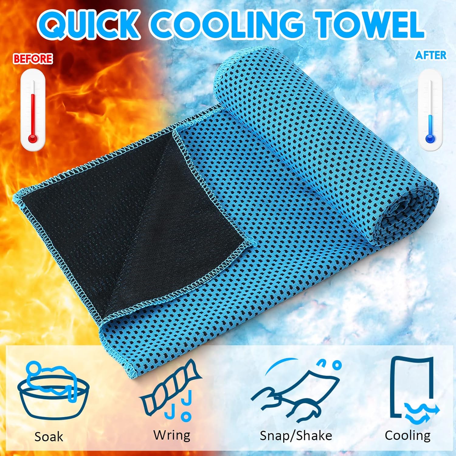 Redbaker 20 Pack Cooling Towel for Neck and Face Hot Weather 40'' x 12'' Soft Breathable Chilly Ice Towel with Bag Microfiber for Yoga Gym Men Women Workout Travel Camping(Light Blue) - Image 3