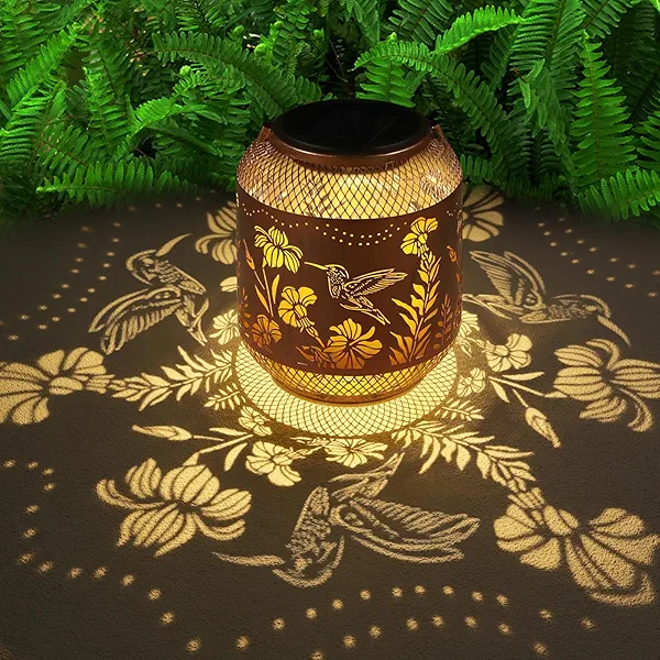 Hummingbird Solar Lanterns Outdoor Waterproof, Birthdays Gifts for Women Mom and Grandma, Metal Hanging Lanterns Decor Garden Decorative Solar LED Light for Yard, Patio, Lawn, Porch, Backyard