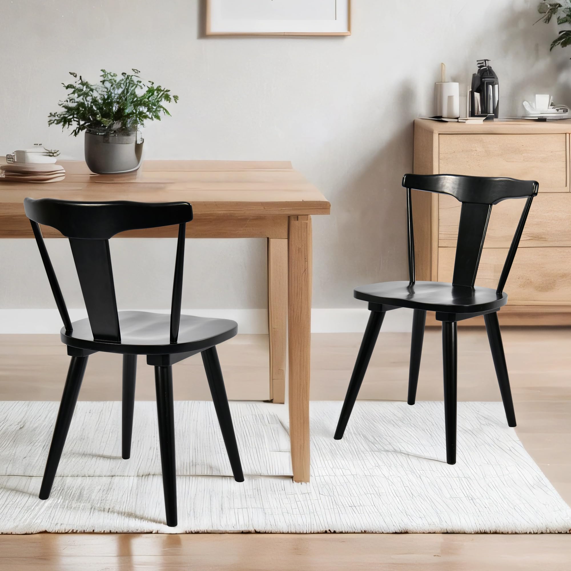 Amazon.com - DUHOME Black Wood Dining Chairs Set of 2,Mid Century