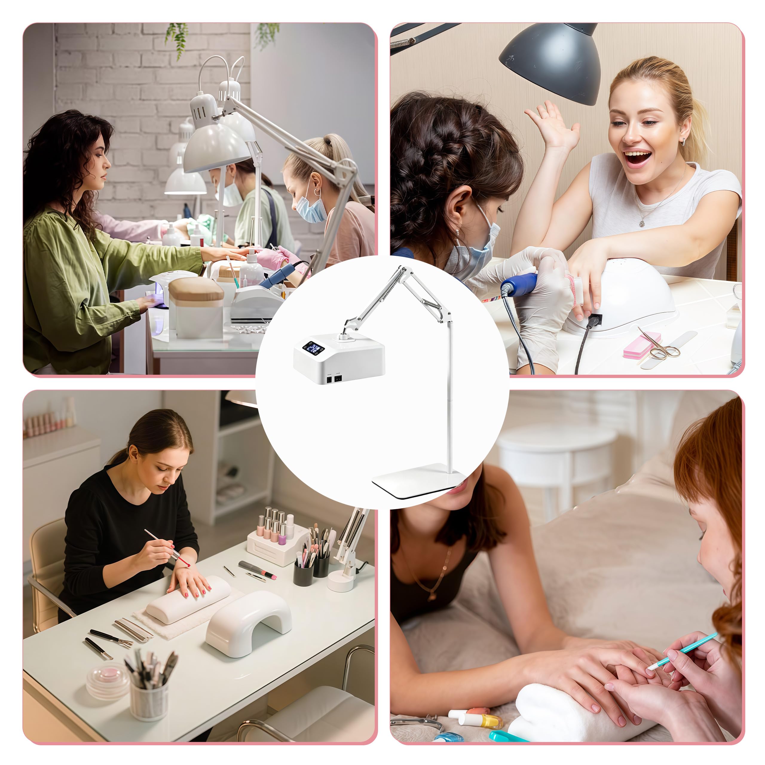 Lámpara de uñas UV, lámpara LED de uñas con temporizador 15/30/60/90s, lámpara colgante de pedicura con soporte y base, lámpara UV recargable para uñas de gel, dedos y pies