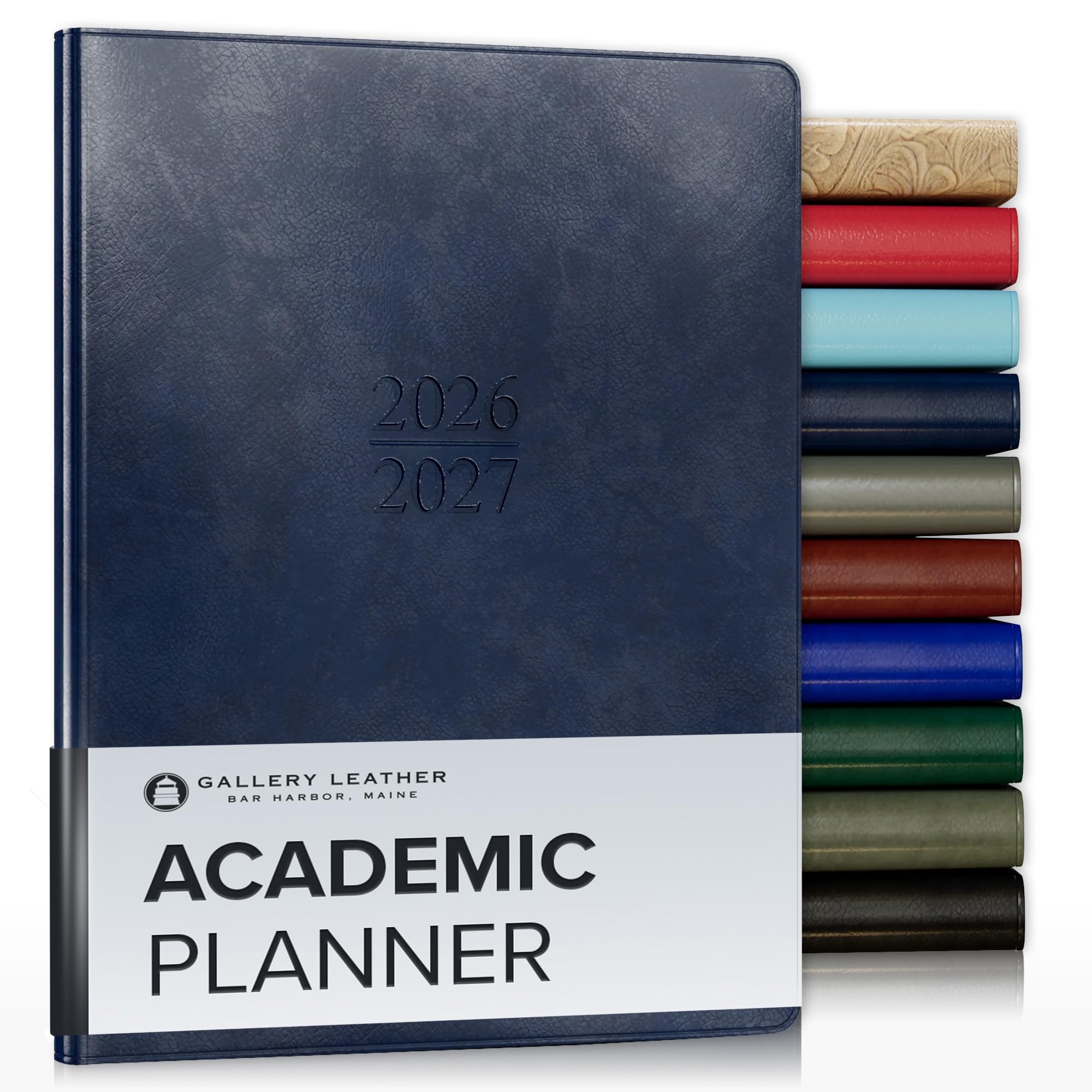 Gallery Leather Academic Planner 2027 - Acadia Navy - 9x7"