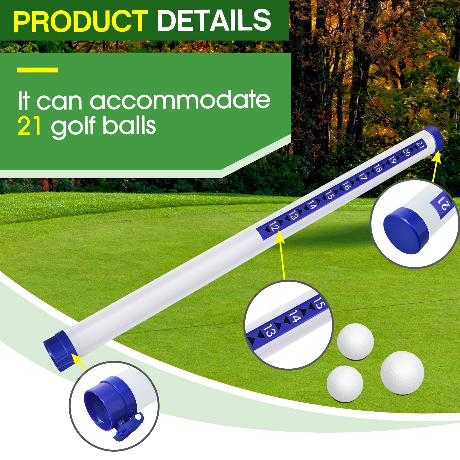 Deekin Recogedor de pelotas de golf de plástico transparente para recoger pelotas de golf, dispositivo profesional de herramienta de recogida para hombres y mujeres, 35.4 pulgadas