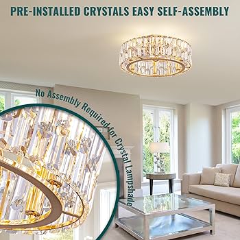 Siljoy 20'' Gold Crystal Ceiling Fan with Light, Modern