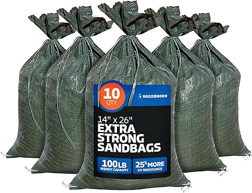 Miniatura 15 de Sandbaggy - Bolsas de arena vacías de polietileno con protección UV - Tamaño: 14" x 26" - Color: Verde - Grado militar (30 bolsas)