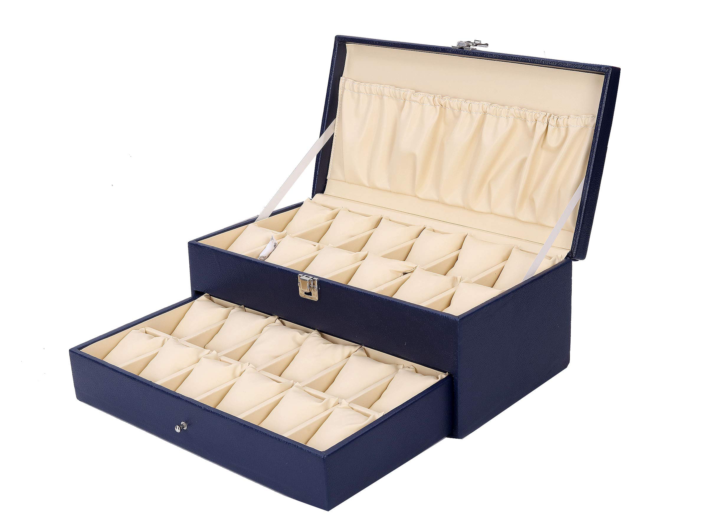 Hard Craft Watch Box for 24 Watches Blue-Cream (B07LDG6CX7) Amazon Price History, Amazon Price Tracker