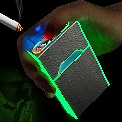 x-lighter Xl080 Cigarreira Brilhante Para 100'S, Caixa Porta-Cigarros À Prova De Cheiro E Umidade Com Isqueiro Recarregável Usb, Presente Feminino, Presente De Dia Dos Pais Para Homens Pai