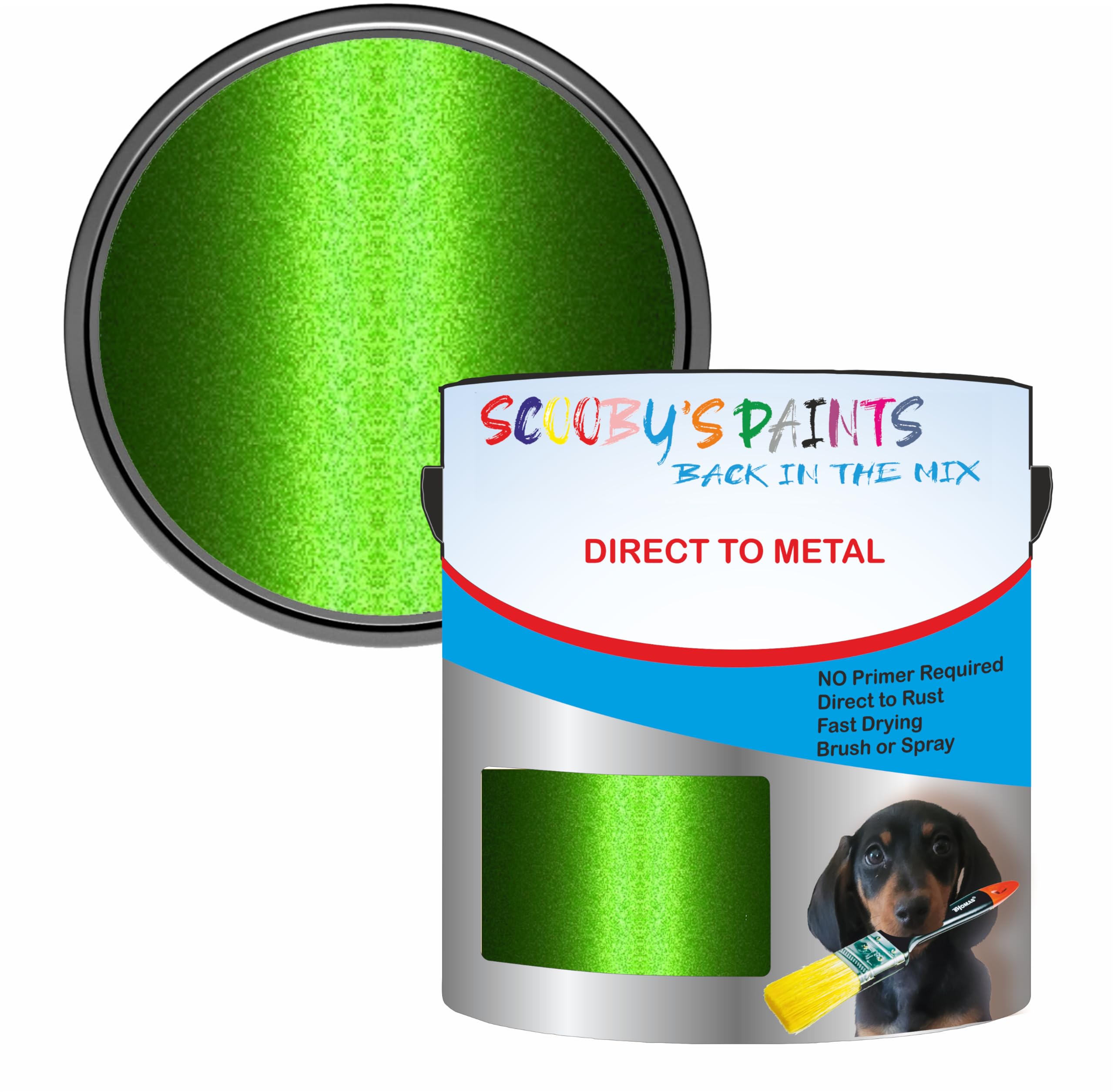 Scooby's Paints Direct to Metal Paint, Green, 250ml, No Primer Required, Fast Drying (4 Green Metallic)