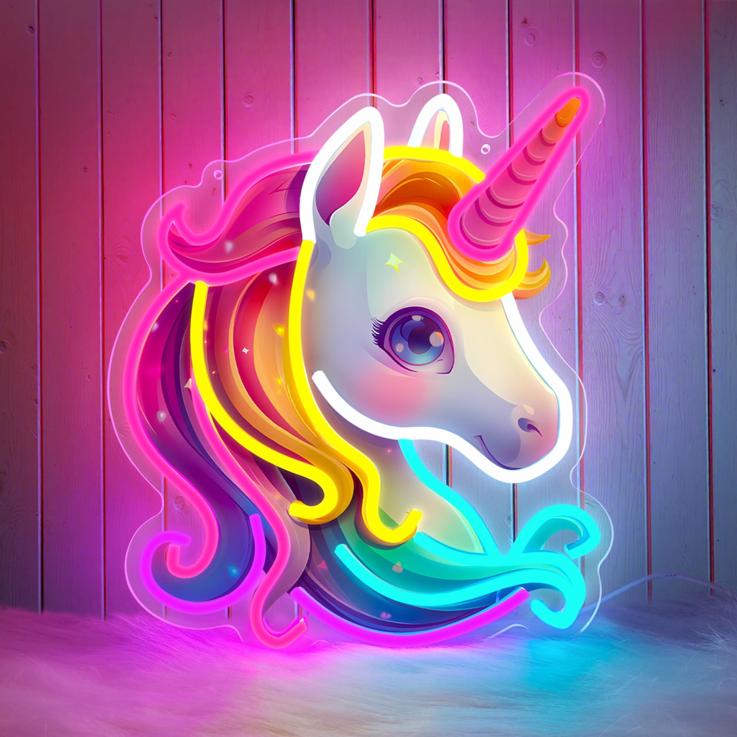 Letrero de neón de unicornio, coloridos letreros de neón de unicornio para decoración de pared, luces de neón acrílicas regulables para habitación de niñas, dormitorio, escuela, aula, fiesta,