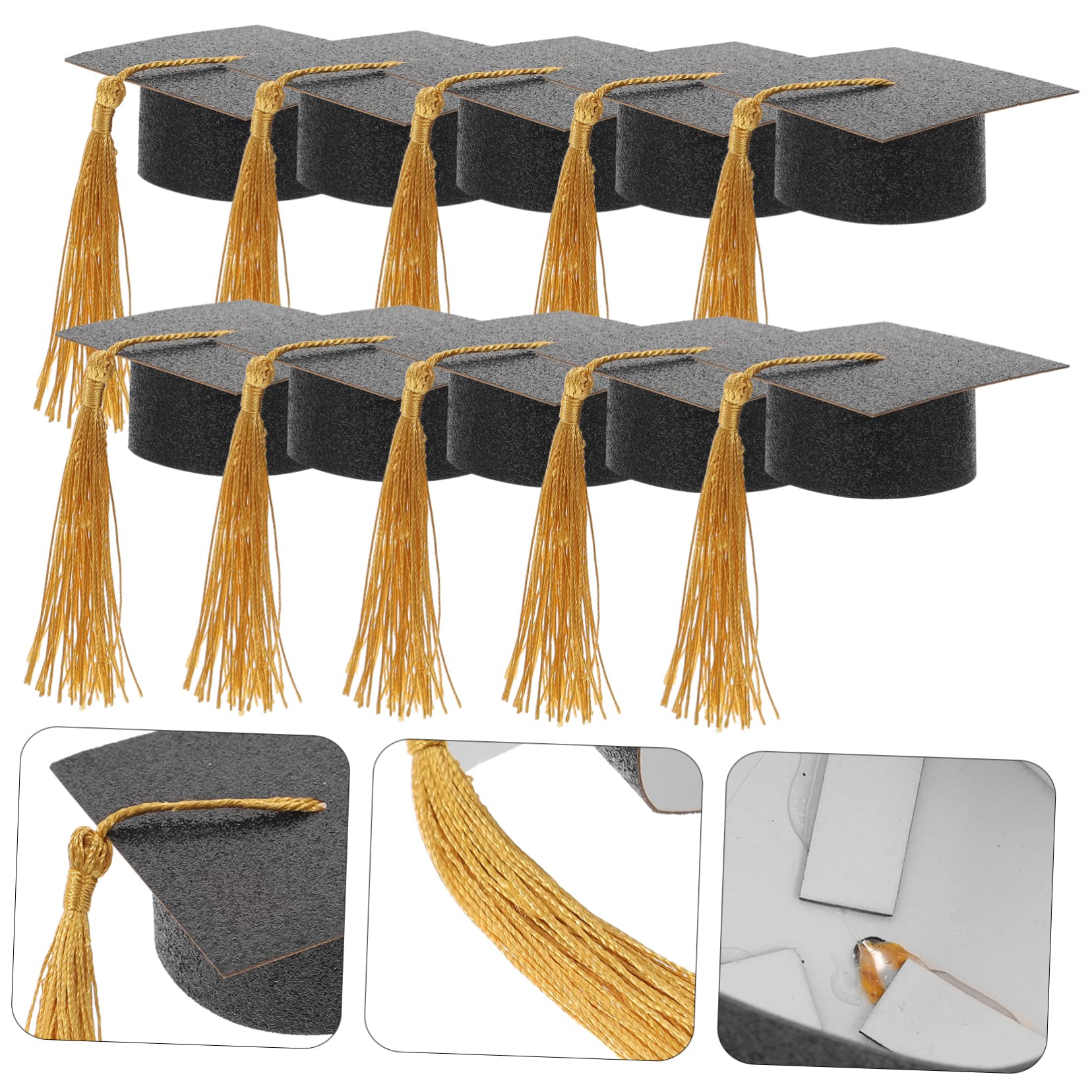 20 piezas de sombrero de doctor decoración, tapa de graduación, mini sombrero de graduación, decoraciones, vasos, sombreros, tapas de graduación para tazas, tapa de graduación, tapa de cáliz,