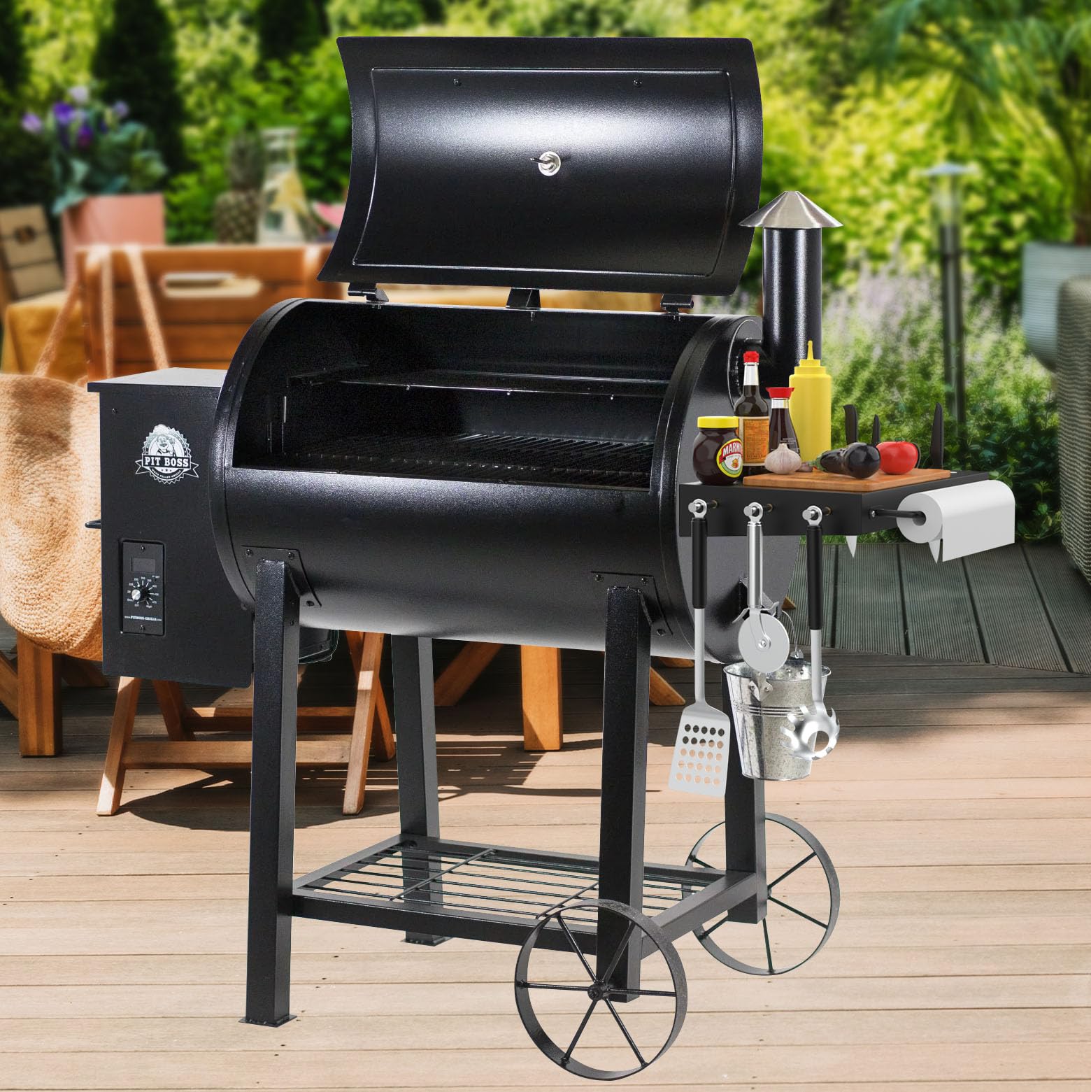 Edelstahl Seitenablage Für Pit Boss Pelletgrills 700 & 820/850 Serie – Mit Serviertablett
