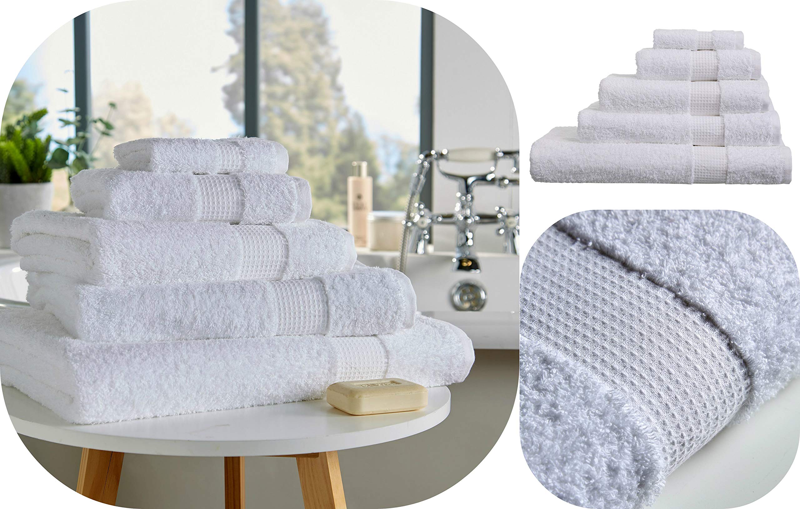 voice 7 Supreme Egyptian Cotton Towels 5 Colors - Thick 700 gsm Luxe Collections Soft Absorbent and Quick Dry Towel (2 x Jumbo Bath Sheets (XL), White)