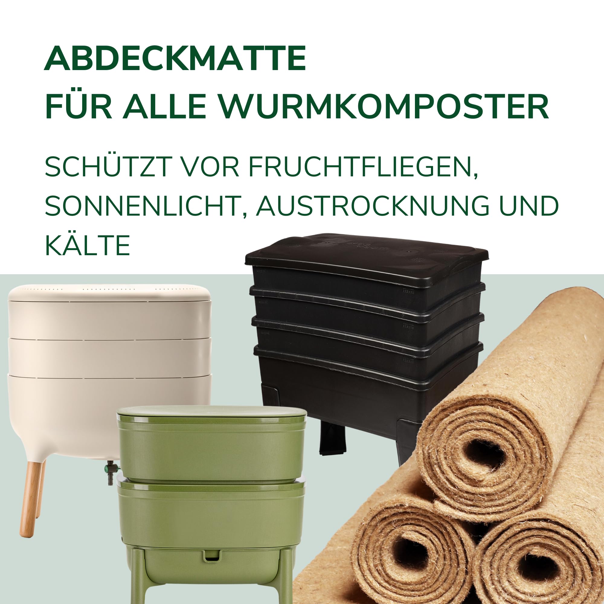 natursache I Hanfmatte - Abdeckmatte (100x50x0,5cm) für Abfälle im Wurmkomposter Wurmkiste Wurmfarm I Schützt vor Fruchtfliegen I sorgt für optimale Bedingungen im Komposter (2 Stück)