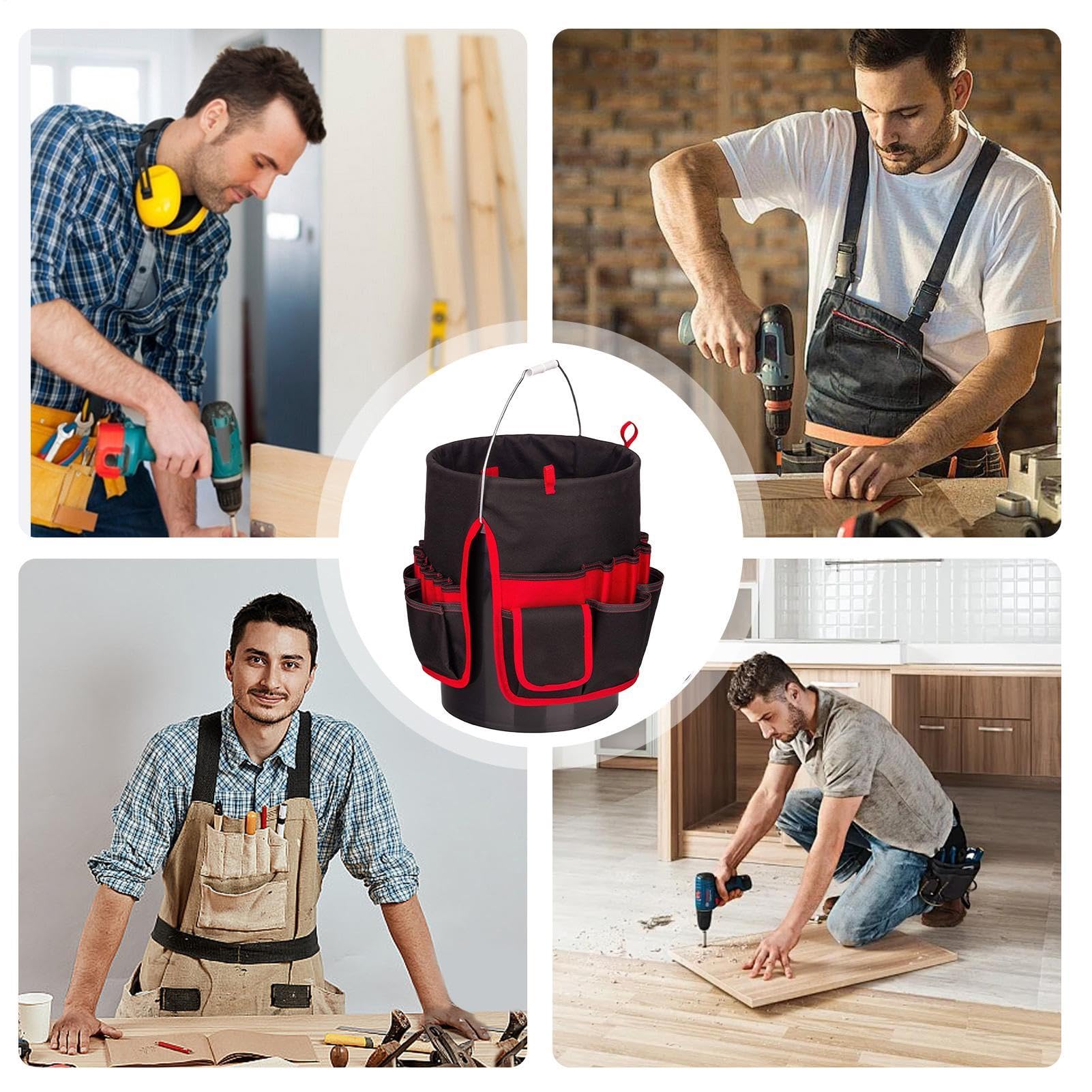 Sac à outils avec poignée - Sac de ceinture à outils multifonction avec plusieurs poches | organisateur de seau étanche, seau multi-usage portable, organisateur de seau à outils D