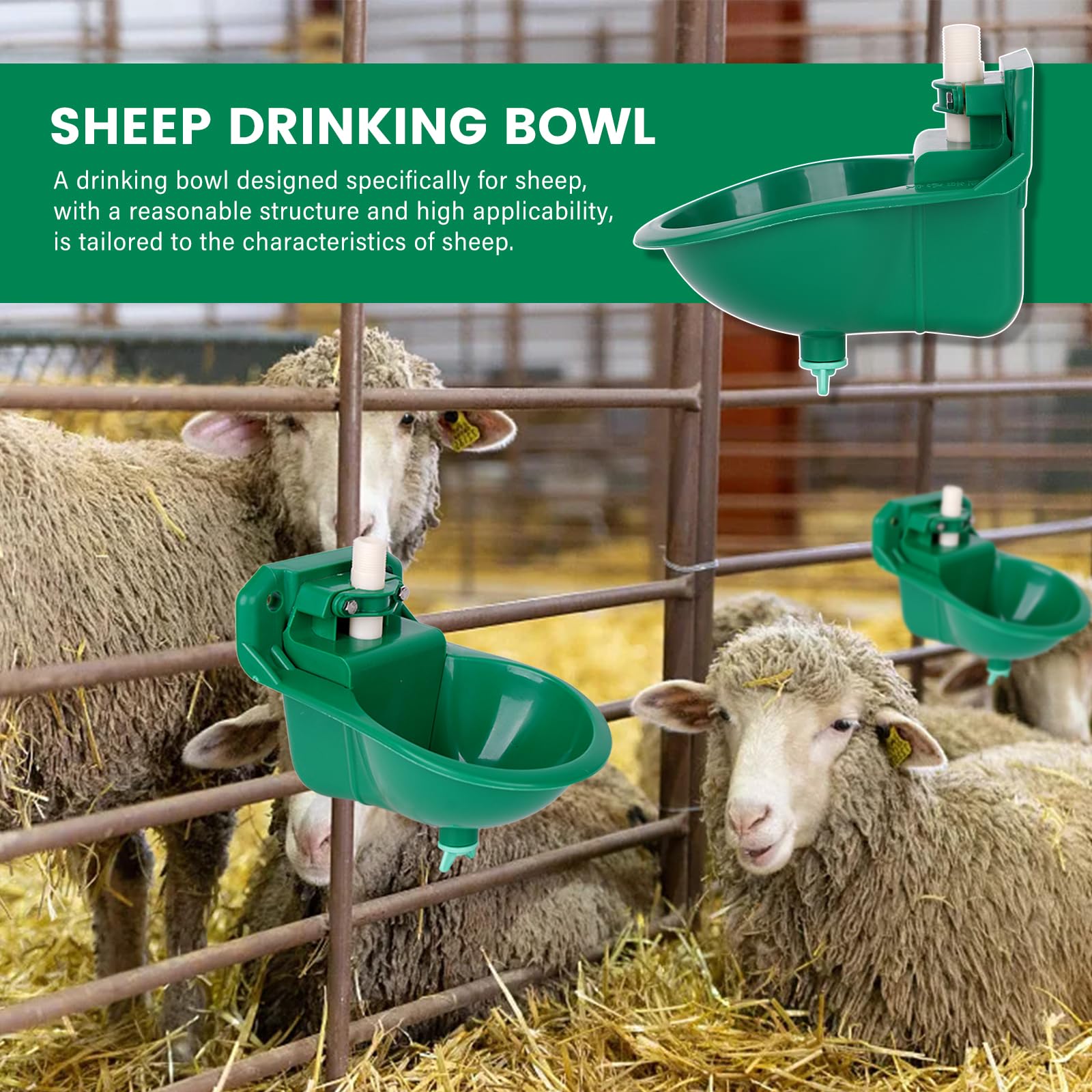 Abbeveratoio per capre, abbeveratoio per bestiame per pecore, cani, maialini, vitelli, cavalli, allevamenti d'acqua per bestiame, ciotola automatica in plastica, dispenser per acqua