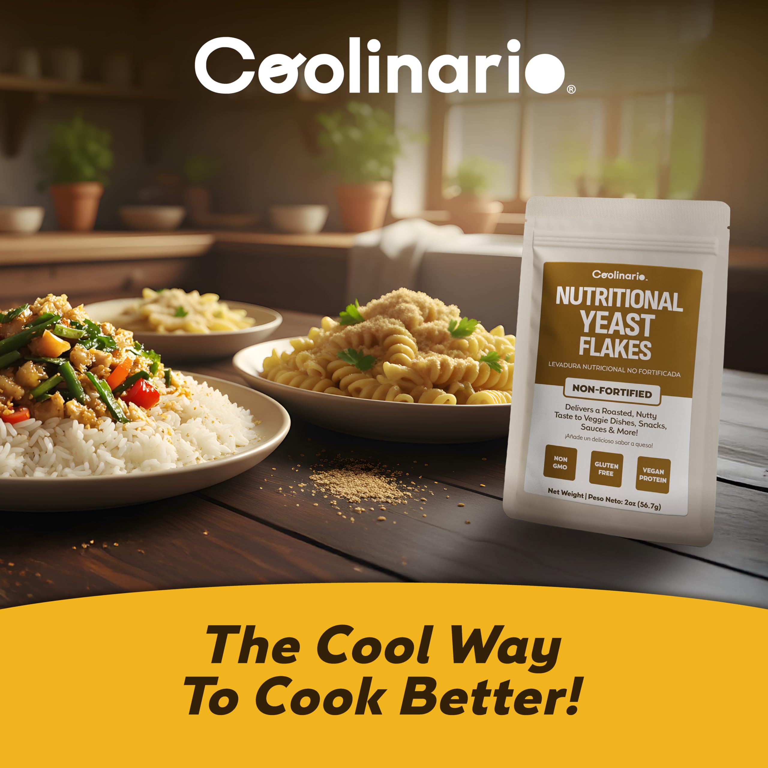 Coolinario Levure Nutritionnelle Non Enrichie (56 g) Assaisonnement Végan au Goût Noisette | Riche en Protéines, Fibres & Minéraux | Pour Snacks, Sauces & Vinaigrettes | Sans Gluten