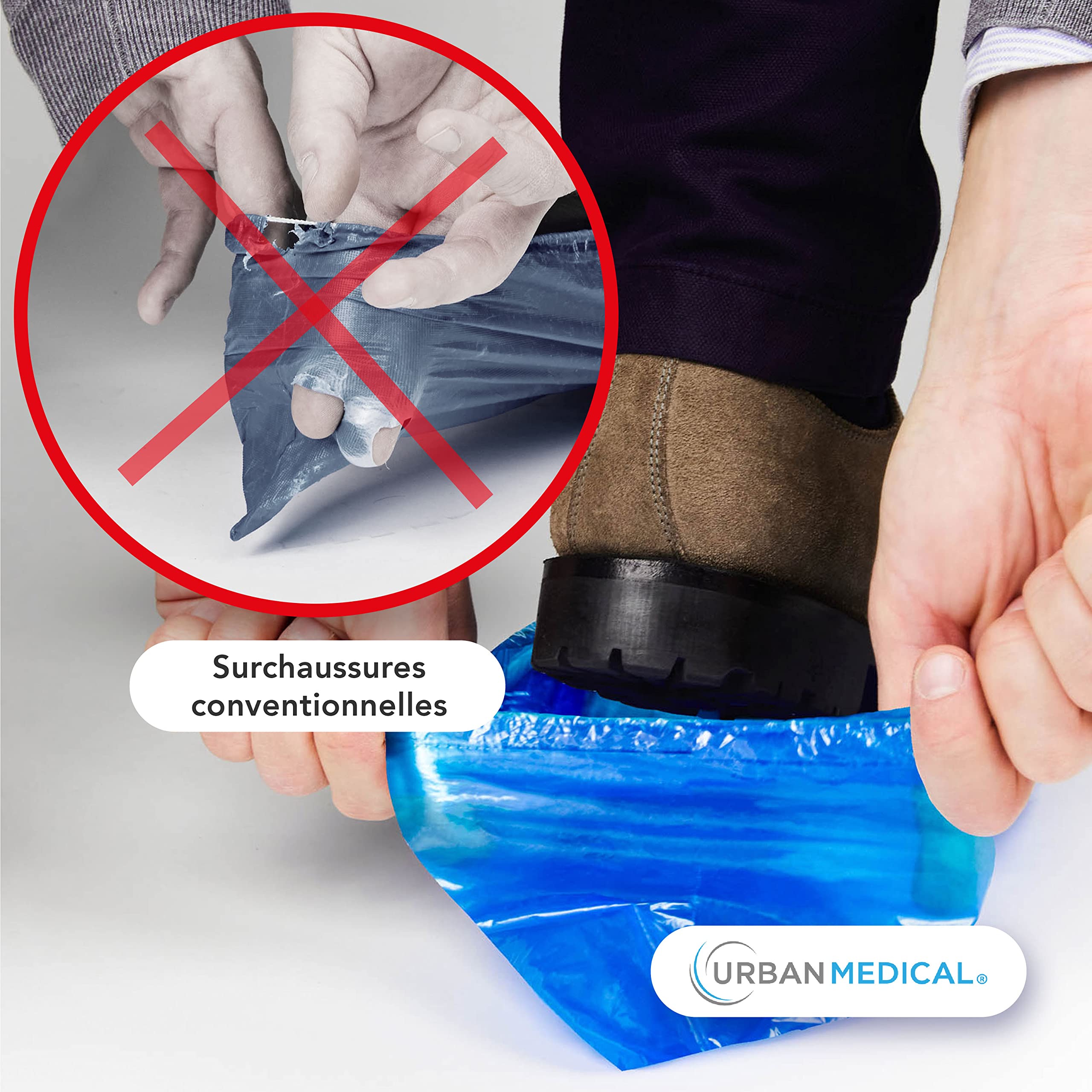 100x Surchaussures Imperméables Jetables/Réutilisables avec Semelle Antidérapante | SOLID DRY | Résistant Déchirure et à l'Abrasion | In- et Outdoor | Onesize - 5,5g par Couvre-Chaussure